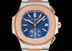 Patek Philippe Nautilus – Men's Blue Dial with Rose Gold and Steel Two-Tone Case, Chronograph Function, Integrated Bracelet