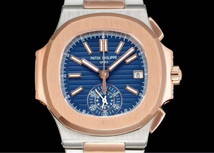 Patek Philippe Nautilus – Men's Blue Dial with Rose Gold and Steel Two-Tone Case, Chronograph Function, Integrated Bracelet
