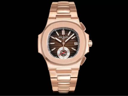 Patek Philippe Nautilus – Men's Brown Sunburst Dial with 18K Rose Gold Case and Integrated Bracelet, Chronograph Function