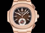 Patek Philippe Nautilus – Men's Brown Sunburst Dial with 18K Rose Gold Case and Integrated Bracelet, Chronograph Function - 图片 3