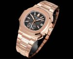 Patek Philippe Nautilus – Men's Black Dial with 18K Rose Gold Case and Integrated Bracelet, Chronograph Function - 图片 4