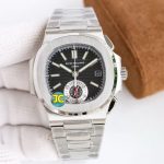 Patek Philippe Nautilus – Men's Black Dial with Stainless Steel Case and Integrated Bracelet, Chronograph Function