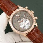 Patek Philippe Complications – Men's Champagne Dial with 18K Rose Gold Case, Diamond Bezel, and Brown Alligator Strap