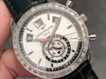Patek Philippe Complications – Men's White Dial with Diamond Bezel, Chronograph Function, and Black Alligator Strap - 图片 8