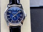 Patek Philippe Calatrava – Men's Blue Dial with Moon Phase, Stainless Steel Case, and Black Alligator Strap