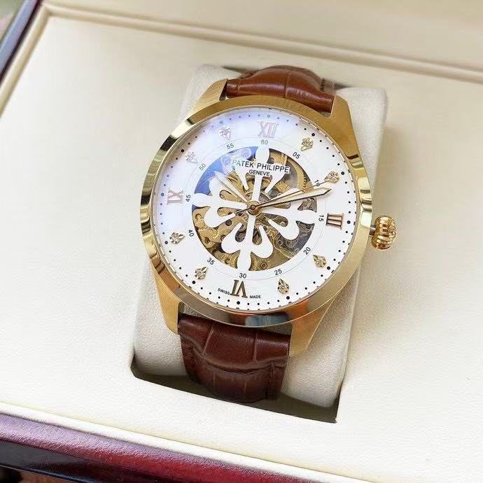 微信图片_20250925175449_4749_76 Patek Philippe Skeleton – Men's White Dial with Openwork Design, Stainless Steel Case, and Brown Alligator Strap - 图片 1