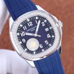 Patek Philippe Aquanaut – Men's Blue Dial with Diamond Bezel, Rubber Strap, and Date Display