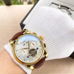 Patek Philippe Complications – Men's White Dial with Chronograph, Date, Day, and Openwork Movement, Yellow Gold Case & Brown Alligator Strap - 图片 2
