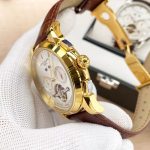 Patek Philippe Complications – Men's White Dial with Chronograph, Date, Day, and Openwork Movement, Yellow Gold Case & Brown Alligator Strap - 图片 8