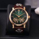 Patek Philippe Double Tourbillon – Men's Green Dial with Dual Tourbillons, Stainless Steel Case, and Black Leather Strap - 图片 3
