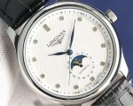 Longines Master Collection – Men's Stainless Steel Automatic Watch with Moon Phase, Diamond Hour Markers, and White Dial - 图片 3