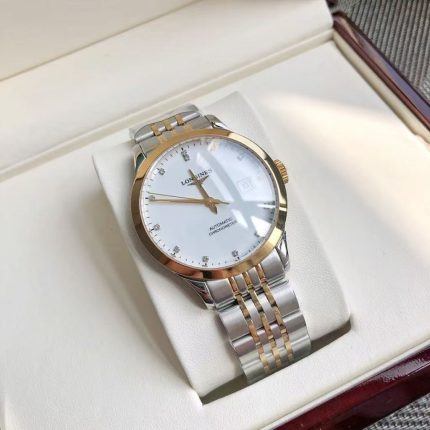 Longines Master Collection – Men's Two-Tone Stainless Steel Automatic Chronometer Watch with White Dial and Diamond Hour Markers