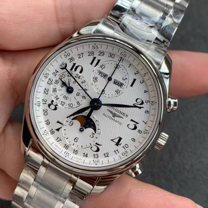 Longines DolceVita – Women's Two-Tone Stainless Steel Watch with Green Gradient Dial, Moon Phase, and Roman Numerals