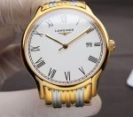 Longines Master Collection – Men's Two-Tone Gold-Plated Stainless Steel Watch with White Dial, Roman Numerals, and Date Window - 图片 4