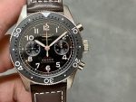 Longines Flyback Chronograph – Men's Stainless Steel Automatic Watch with Black Dial, Flyback Function, and Brown Leather Strap