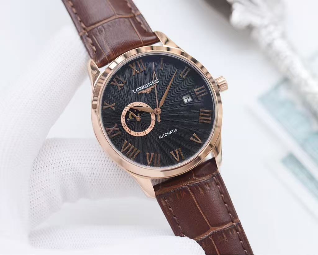 微信图片_20250925183728_4947_76 "Longines Master Collection – Men's Rose Gold-Plated Automatic Watch with Black Sunburst Dial, Roman Numerals, and Open Heart Design " - 图片 1