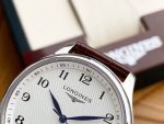 Longines Master Collection – Men's Stainless Steel Automatic Watch with White Dial, Arabic Numerals, and Brown Leather Strap - 图片 4
