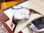 Longines Master Collection – Men's Stainless Steel Automatic Watch with White Dial, Arabic Numerals, and Brown Leather Strap - 图片 7