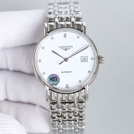 Longines Master Collection – Women's Stainless Steel Automatic Watch with White Dial, Diamond Hour Markers, and Bracelet