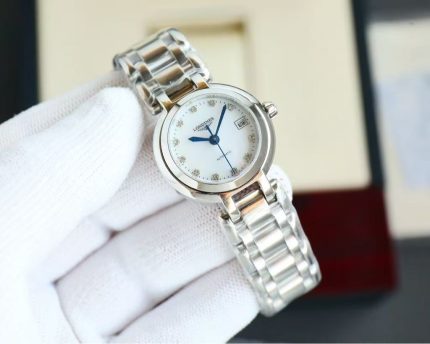 Longines Master Collection – Women's Stainless Steel Automatic Watch with White Dial, Diamond Hour Markers, and Date Window