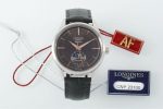 Longines Flagship – Men's Stainless Steel Automatic Watch with Brown Dial, Moon Phase Complication, and Black Leather Strap