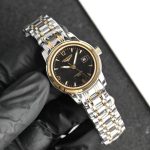 Longines Master Collection – Women's Two-Tone Stainless Steel Automatic Watch with Black Dial, Gold Accents, and Date Window