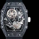 Richard Mille-Style Luxury Skeleton Watch – Carbon Fiber Case, Visible Tourbillon Movement, Black Fabric Strap - 图片 4