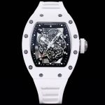 Richard Mille-Style Luxury Skeleton Watch – White Ceramic Case, Full Skeleton Movement, Black Dial