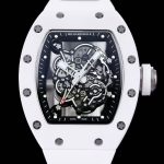 Richard Mille-Style Luxury Skeleton Watch – White Ceramic Case, Full Skeleton Movement, Black Dial - 图片 6