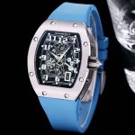 Richard Mille-Style Luxury Skeleton Watch – Stainless Steel Case, Red Rubber Strap, Black Dial with White Numerals - 图片 3