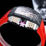 Richard Mille-Style Luxury Skeleton Watch – Carbon Fiber Case, Golden Skull Design, Blue Rubber Strap - 图片 8