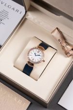 Bvlgari Serpenti – Women's Rose Gold Diamond Watch Set with White & Blue Dials, Leather Straps, and Swiss Movement - 图片 4
