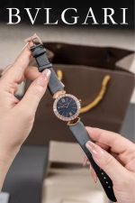 Bvlgari Serpenti – Women's Rose Gold Diamond Watch Set with White & Blue Dials, Leather Straps, and Swiss Movement - 图片 7