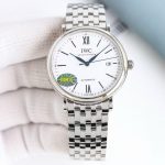 IWC Schaffhausen Portofino Automatic Watch – White Dial with Roman Numerals and Stainless Steel Bracelet
