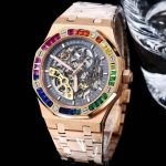 Audemars Piguet Royal Oak – Men's Rainbow Skeleton Watch with 18K Rose Gold Case, Gem-Set Bezel, and Integrated Bracelet - 图片 2