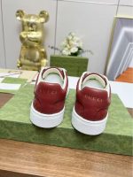 Gucci Red Leather Sneakers – Embossed GG Logo, Signature Web Stripe & Metal Buckle, Original Box & Dust Bag - 图片 9