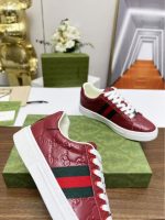 Gucci Red Leather Sneakers – Embossed GG Logo, Signature Web Stripe & Metal Buckle, Original Box & Dust Bag - 图片 8