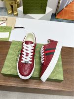Gucci Red Leather Sneakers – Embossed GG Logo, Signature Web Stripe & Metal Buckle, Original Box & Dust Bag - 图片 6