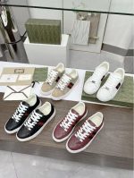 Gucci Red Leather Sneakers – Embossed GG Logo, Signature Web Stripe & Metal Buckle, Original Box & Dust Bag - 图片 2