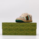 Gucci Beige Leather Sneakers – Classic Web Stripe, Perforated Panel & Vintage Sole, Original Box & Dust Bag - 图片 8
