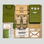 Gucci Beige Leather Sneakers – Classic Web Stripe, Perforated Panel & Vintage Sole, Original Box & Dust Bag - 图片 2