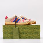 Gucci Beige Sneakers – Pink GG Monogram, Blue & Orange Web Stripe, Vintage Sole, Original Box & Dust Bag - 图片 5