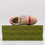 Gucci Beige Sneakers – Pink GG Monogram, Blue & Orange Web Stripe, Vintage Sole, Original Box & Dust Bag - 图片 4