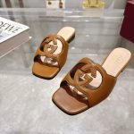 Gucci Brown Leather Slides – Iconic Interlocking GG Cut-Out, Square Toe, Original Box & Dust Bag - 图片 3