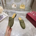 Gucci Olive Green GG Monogram Slides – Iconic Horsebit Buckle, Embossed Pattern, Original Box & Dust Bag - 图片 4