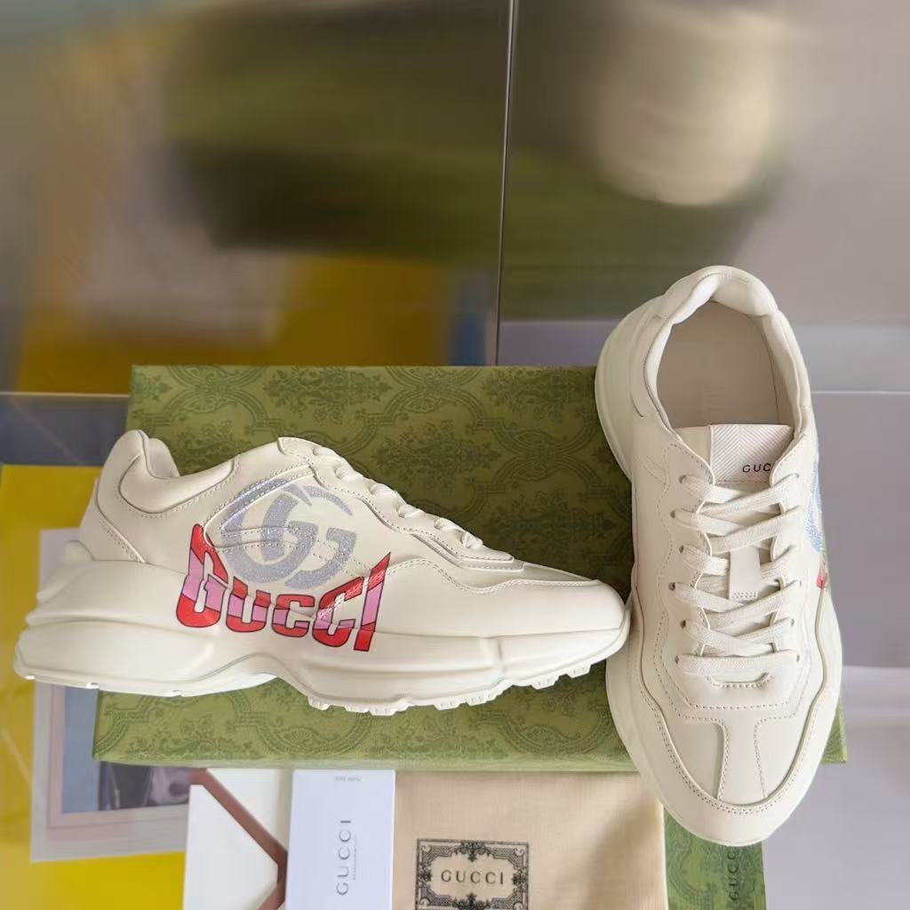 微信图片_20250926133843_5979_76 Gucci Rhyton Sneakers – White Leather, Gradient Logo, Chunky Sole, Original Box & Dust Bag - 图片 1