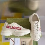 Gucci Rhyton Sneakers – White Leather, Gradient Logo, Chunky Sole, Original Box & Dust Bag