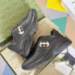 Gucci Rhyton Sneakers – Black Leather, Iconic Interlocking GG Logo, Chunky Sole, Original Box & Dust Bag - 图片 4