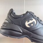 Gucci Rhyton Sneakers – Black Leather, Iconic Interlocking GG Logo, Chunky Sole, Original Box & Dust Bag - 图片 2
