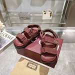 Gucci Red Crystal-Embellished Sandals – Double Strap, Chunky Heel, Iconic Horsebit Buckle, Original Box & Dust Bag